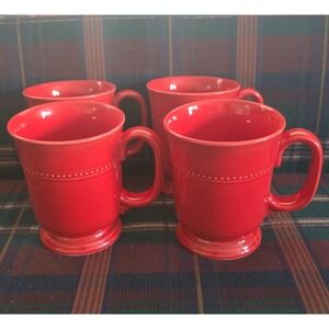 Signature Living Red Stoneware kitchen replacement Coffee tea Mugs Cups Set of 4